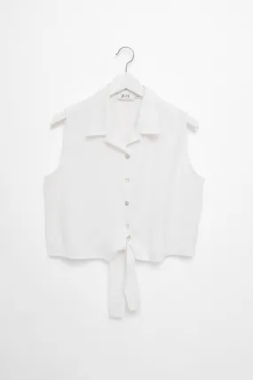 0056_KNOTTED WHITE SHORT BLOUSE