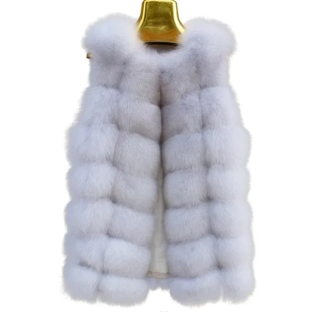 100% Real Fox Fur Vest Natural Whole Fox Fur Vest Gilet Women Regular Standard Covered Button Design Jackets Coat Plus Size 3XL