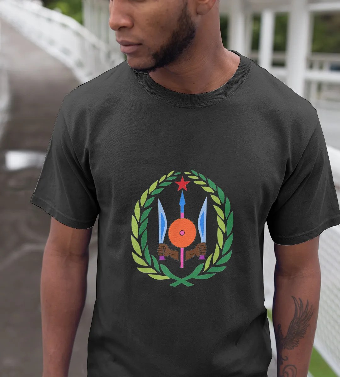 1sttheworld T-Shirt - Coat Of Arms Flag Souvenir Djiboutian T-Shirt Black A35