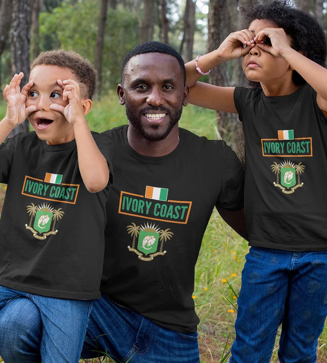 1sttheworld T-Shirt - Cote d'Ivoire Flag With Coat Of Arms T-Shirt Black A35