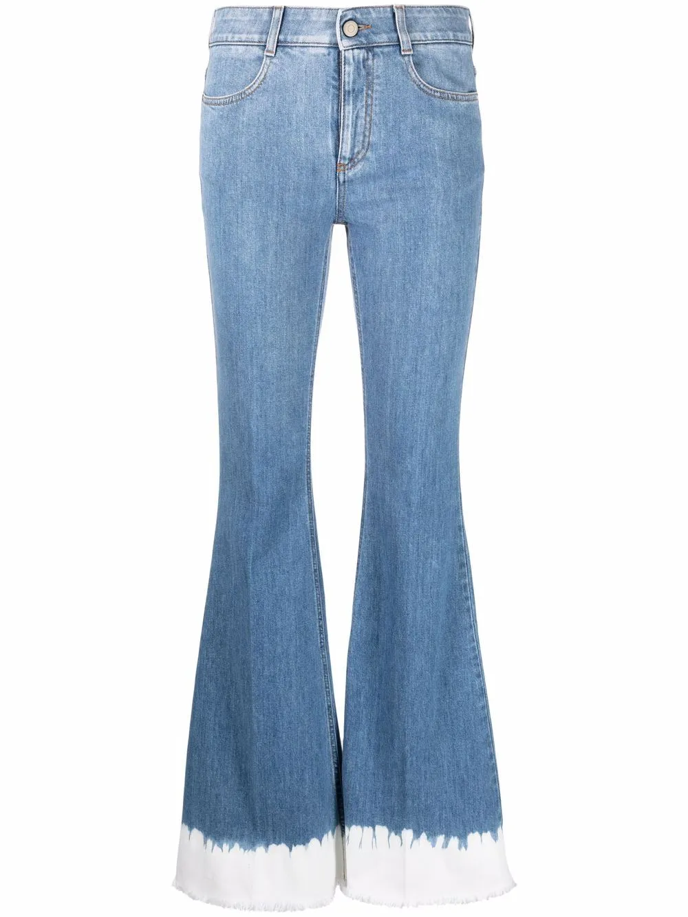 372775SOH63 Mid rise flare dip dye jean