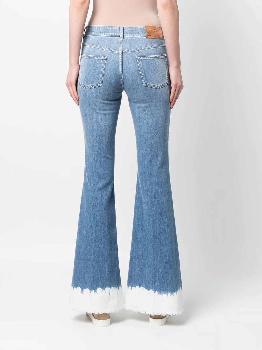 372775SOH63 Mid rise flare dip dye jean