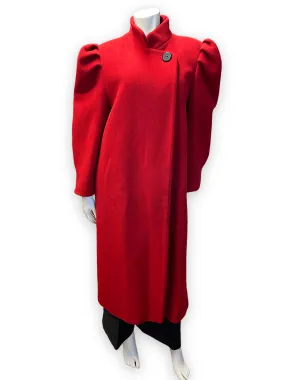 80s Diane von Furstenberg Vintage Red Wool Coat Union Made in USA Size M