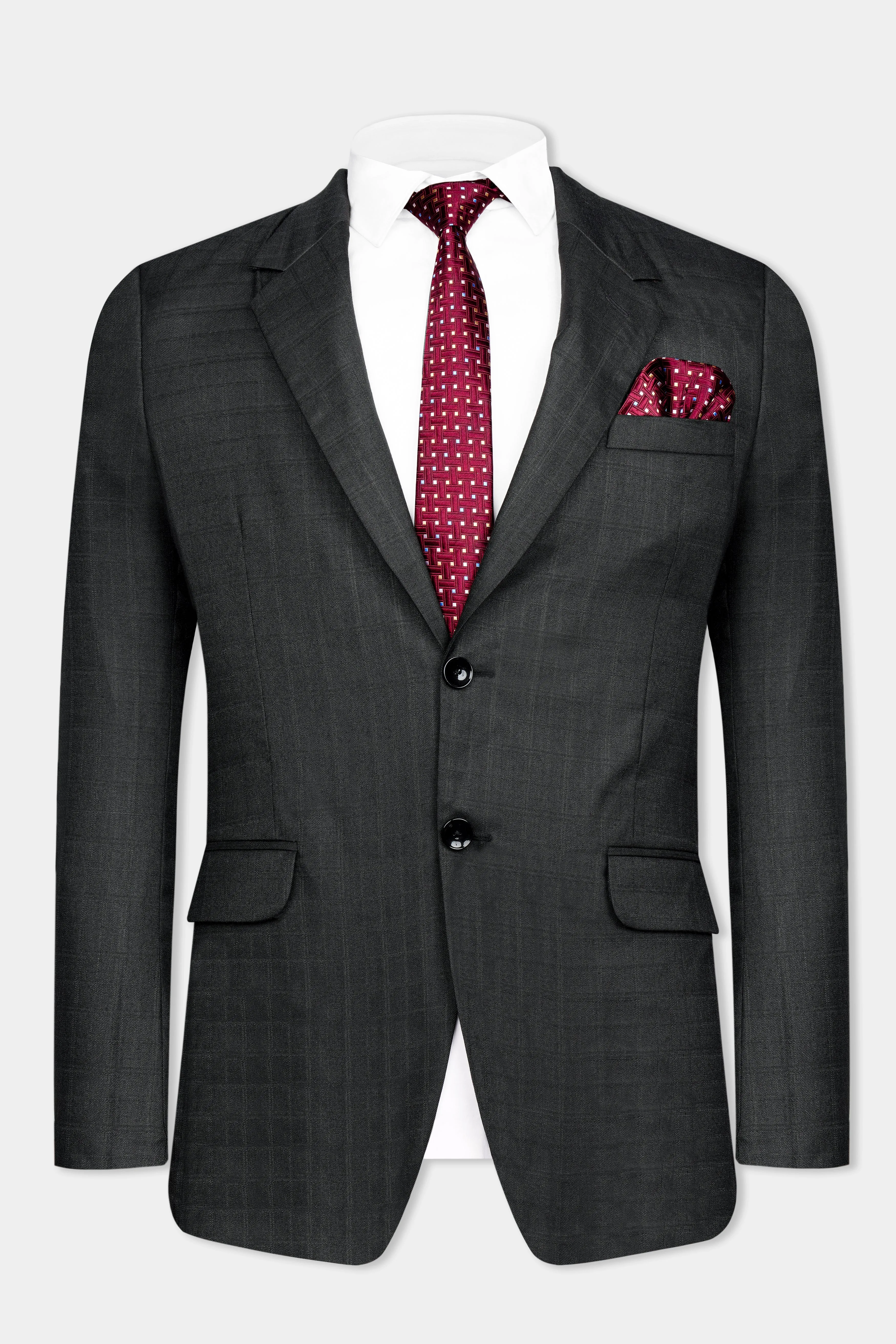 Abbey Gray Subtle Checkered Wool Rich Blazer