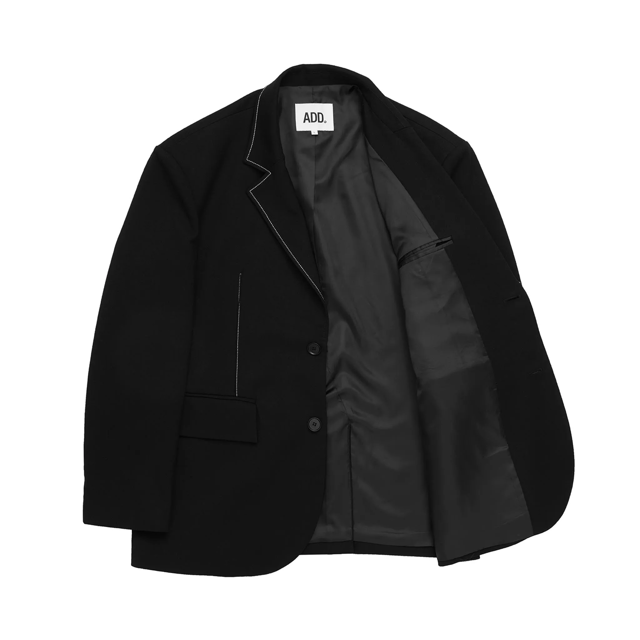 ADD Contrast Stitch Blazer Black