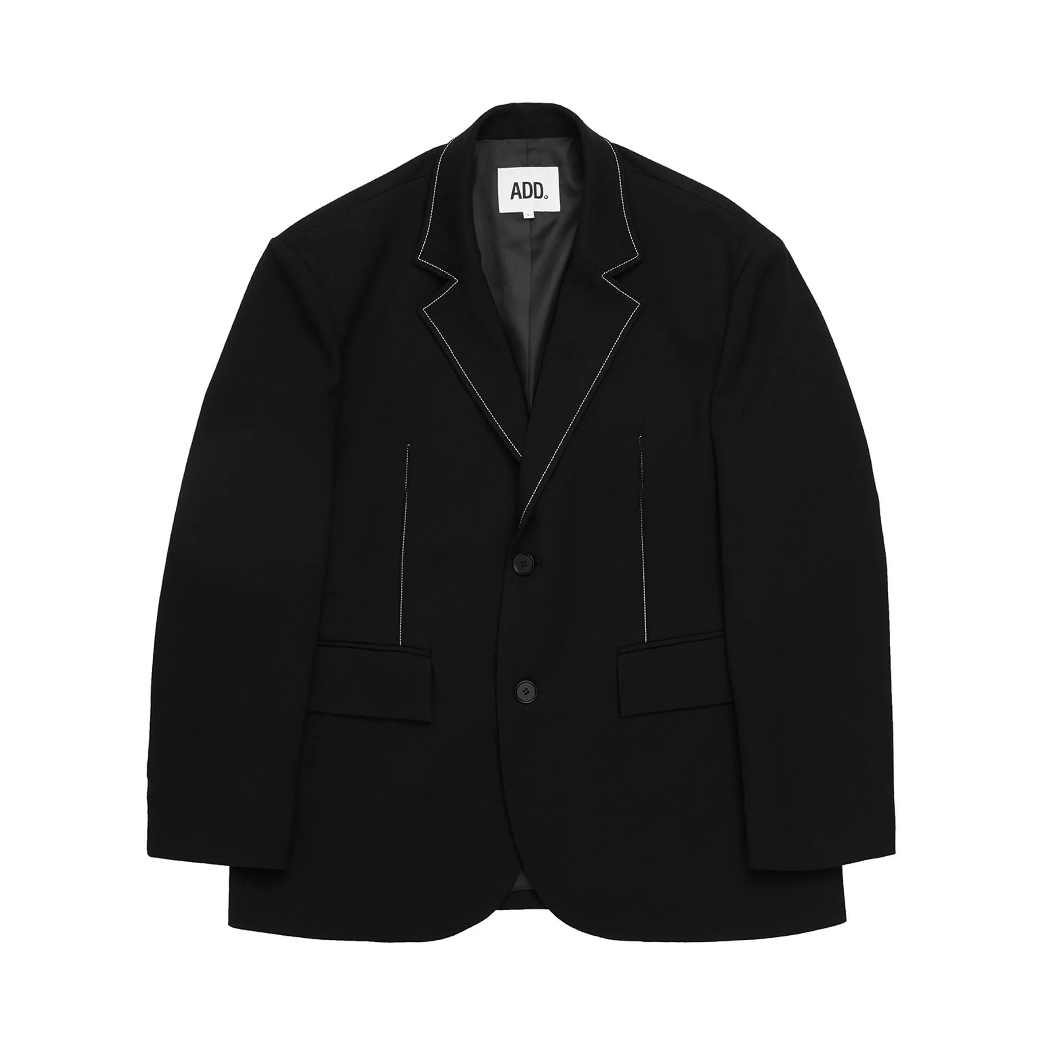 ADD Contrast Stitch Blazer Black