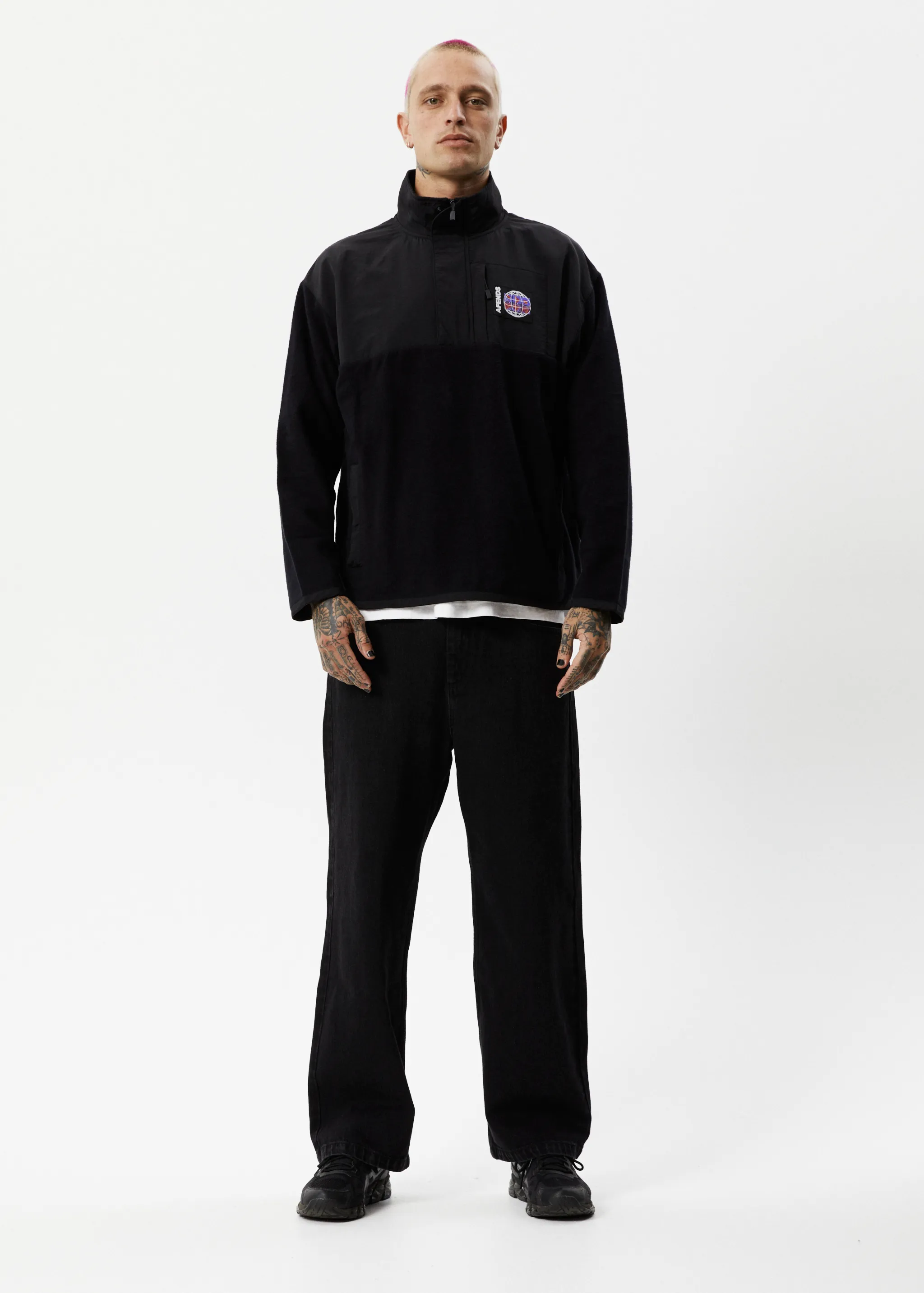 AFENDS Mens Nobody - Fleece Pullover - Black