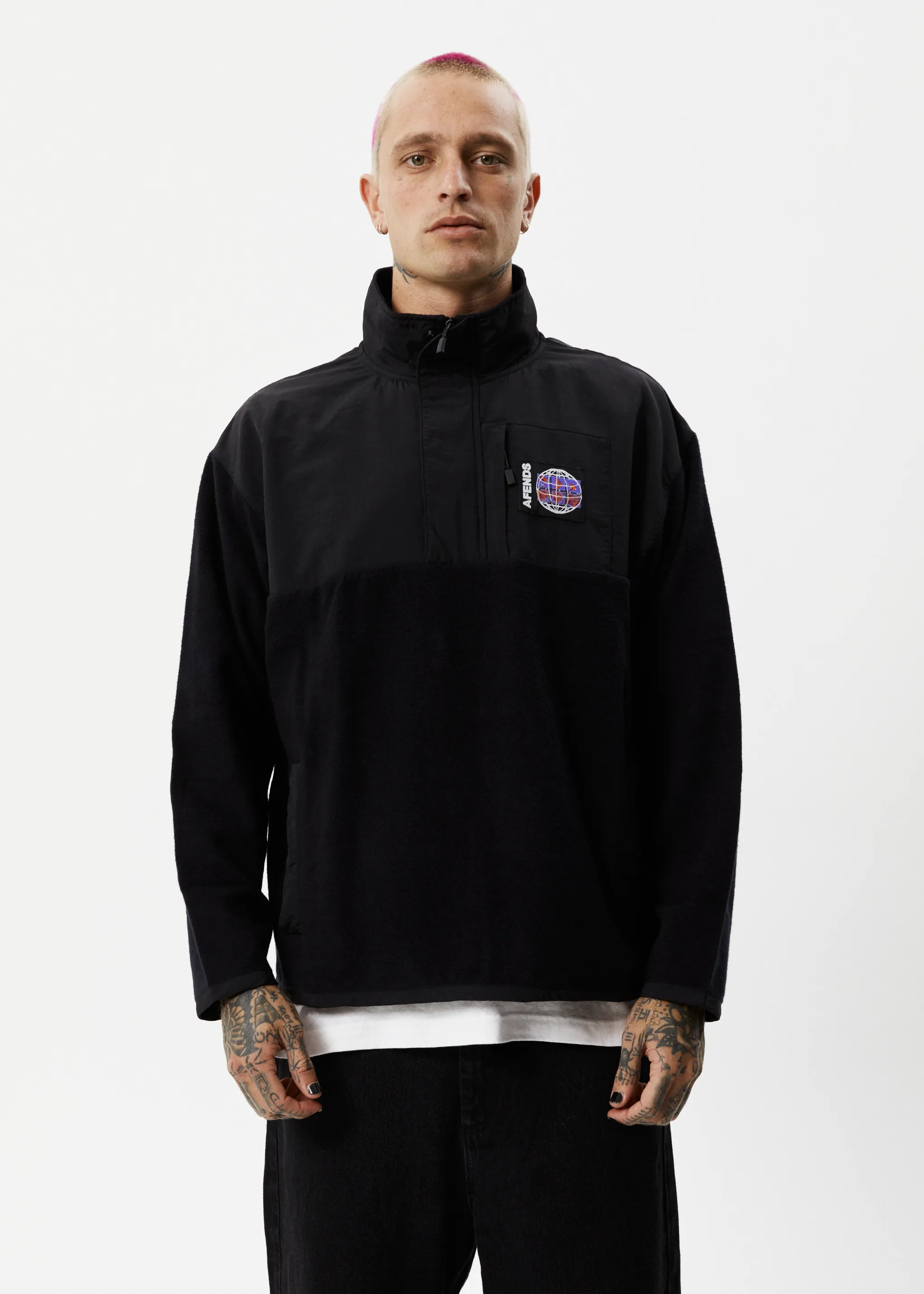 AFENDS Mens Nobody - Fleece Pullover - Black