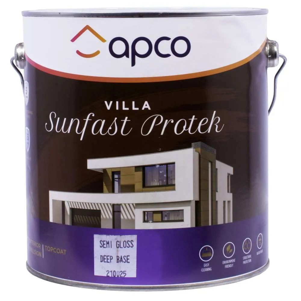 Apco Villa Sunfast Protek Top Coat Semi Gloss Acrylic Deep Base 4L