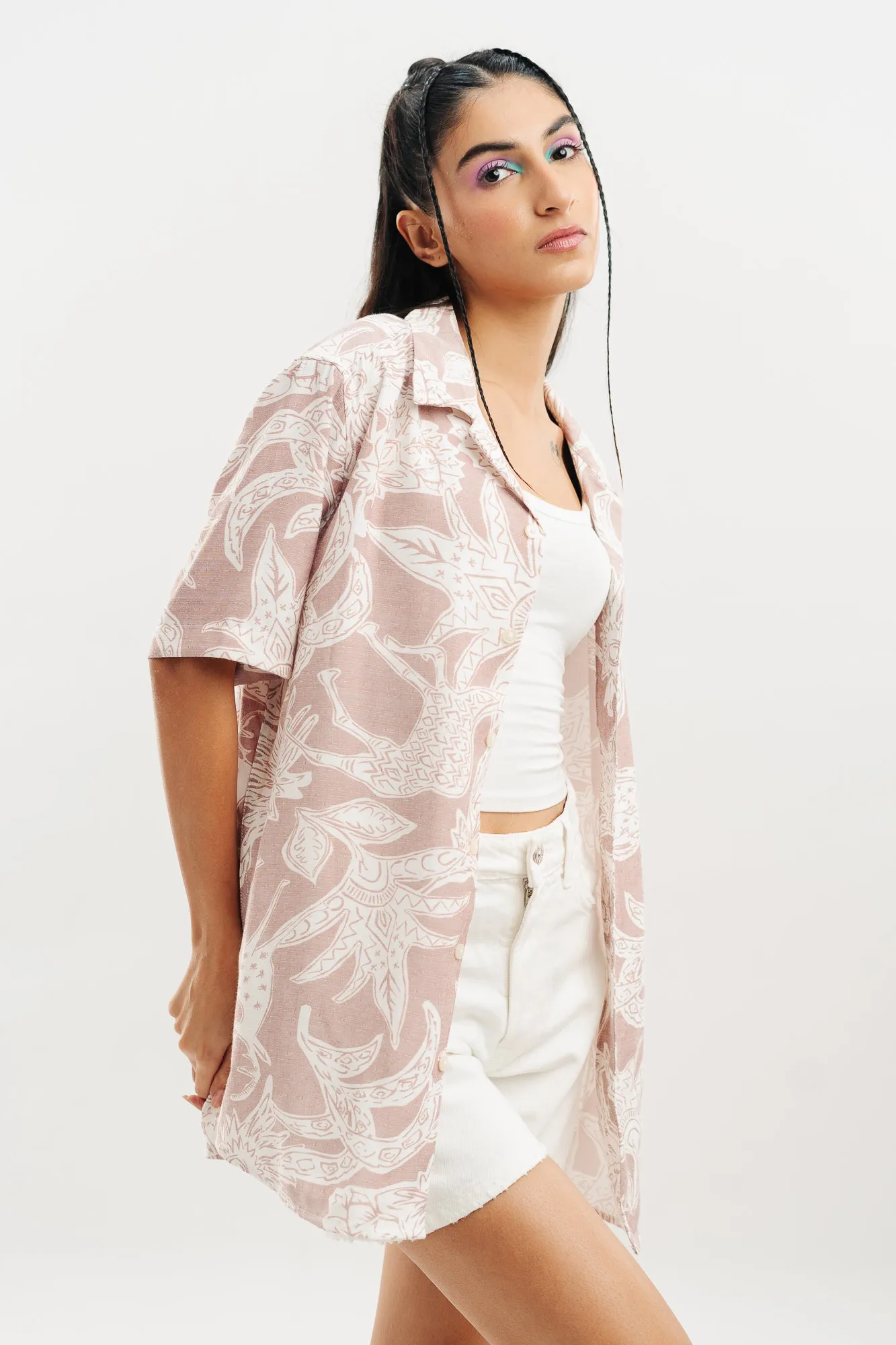 Beige Abstract Print Shirt