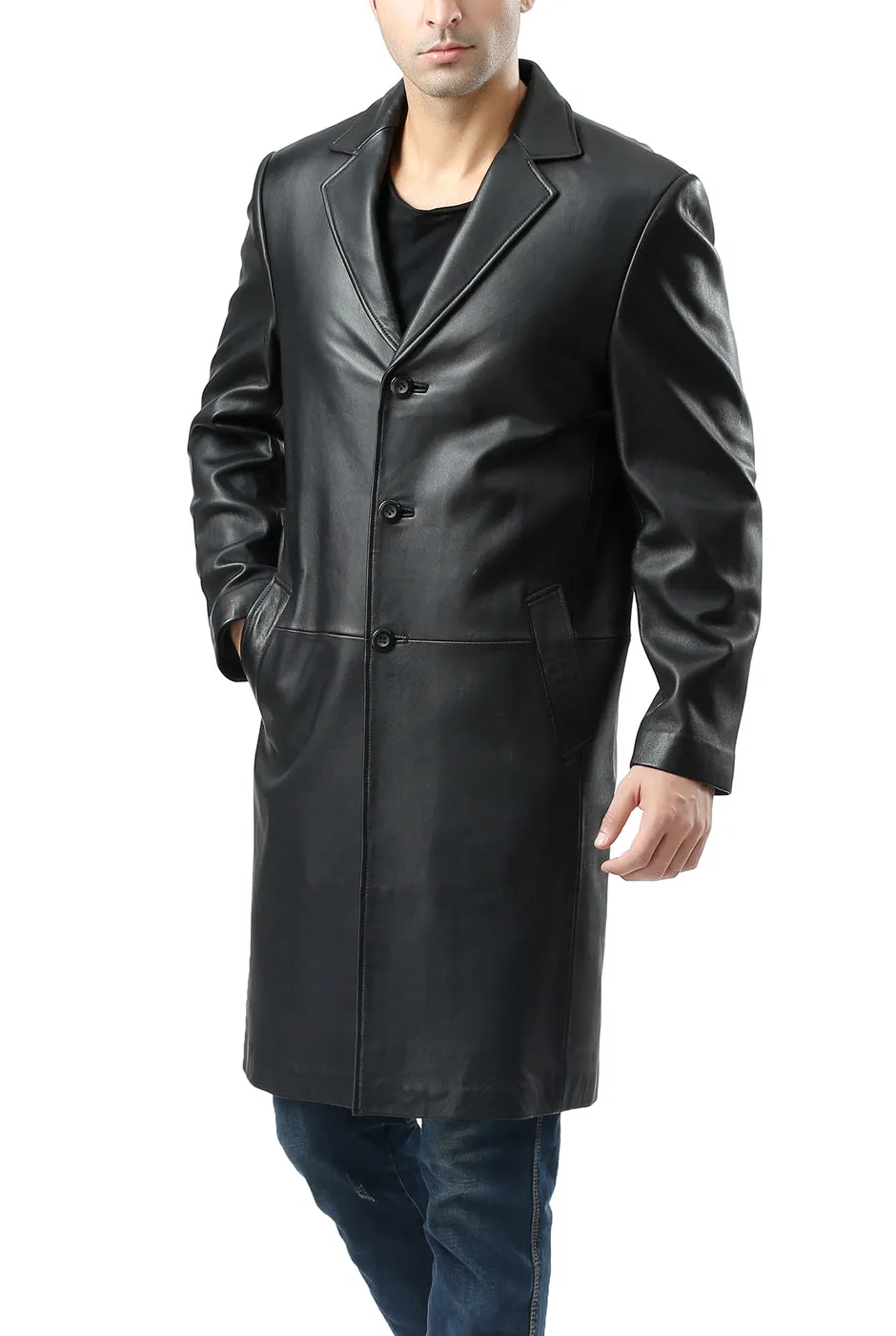 Sure! Here’s an optimized title for the product:

BGSD Monogram Collection Mens Classic Long Walking Coat in Luxurious Lambskin Leather