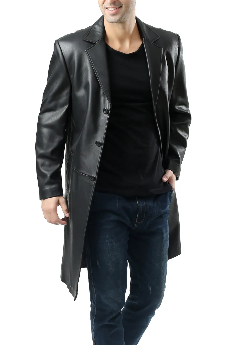 Sure! Here’s an optimized title for the product:

BGSD Monogram Collection Mens Classic Long Walking Coat in Luxurious Lambskin Leather