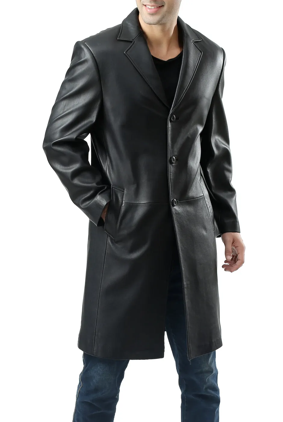 Sure! Here’s an optimized title for the product:

BGSD Monogram Collection Mens Classic Long Walking Coat in Luxurious Lambskin Leather