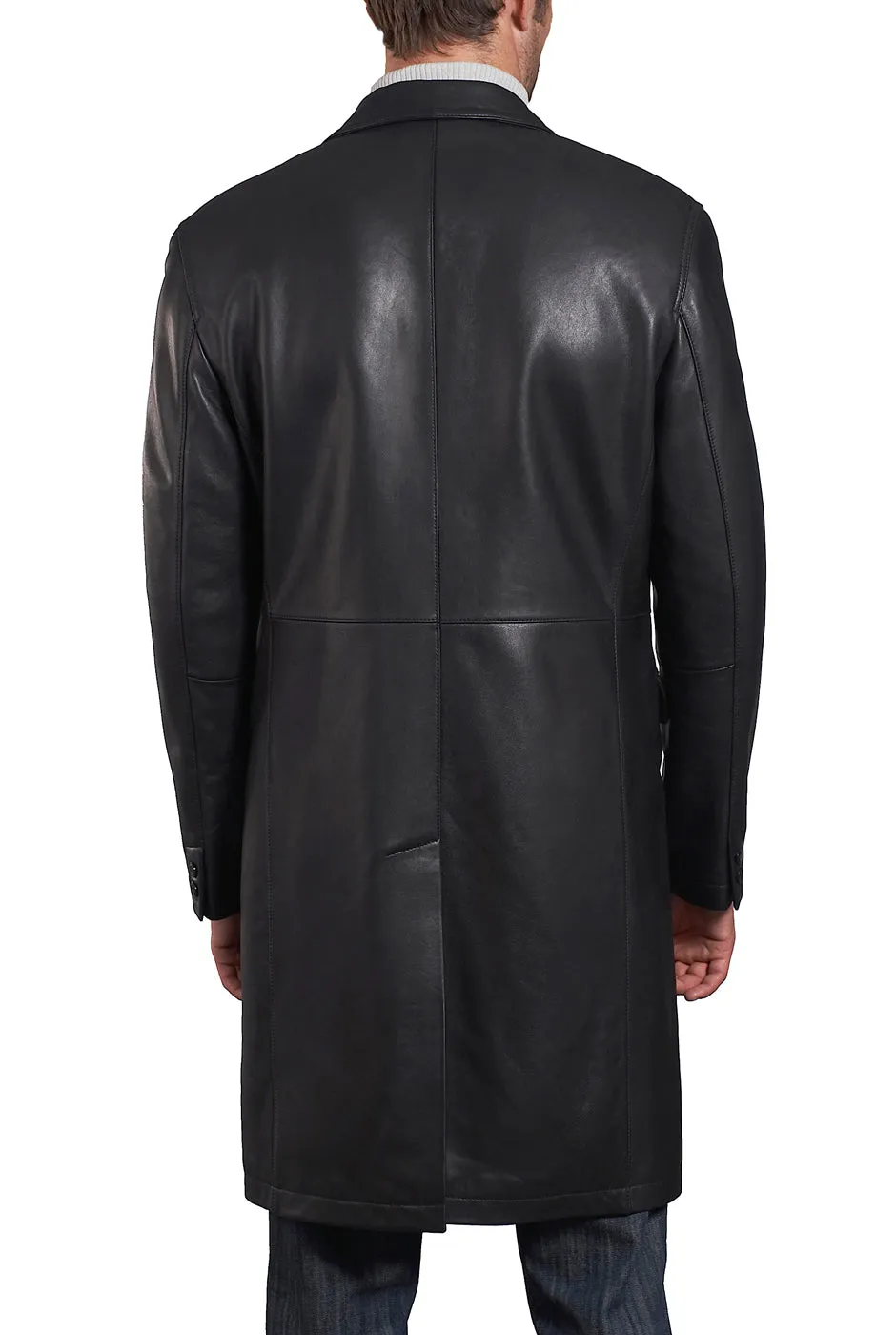 BGSD Monogram Collection Men Lambskin Leather Long Over Coat