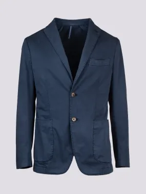 Blazer sfoderato monopetto in cotone blu