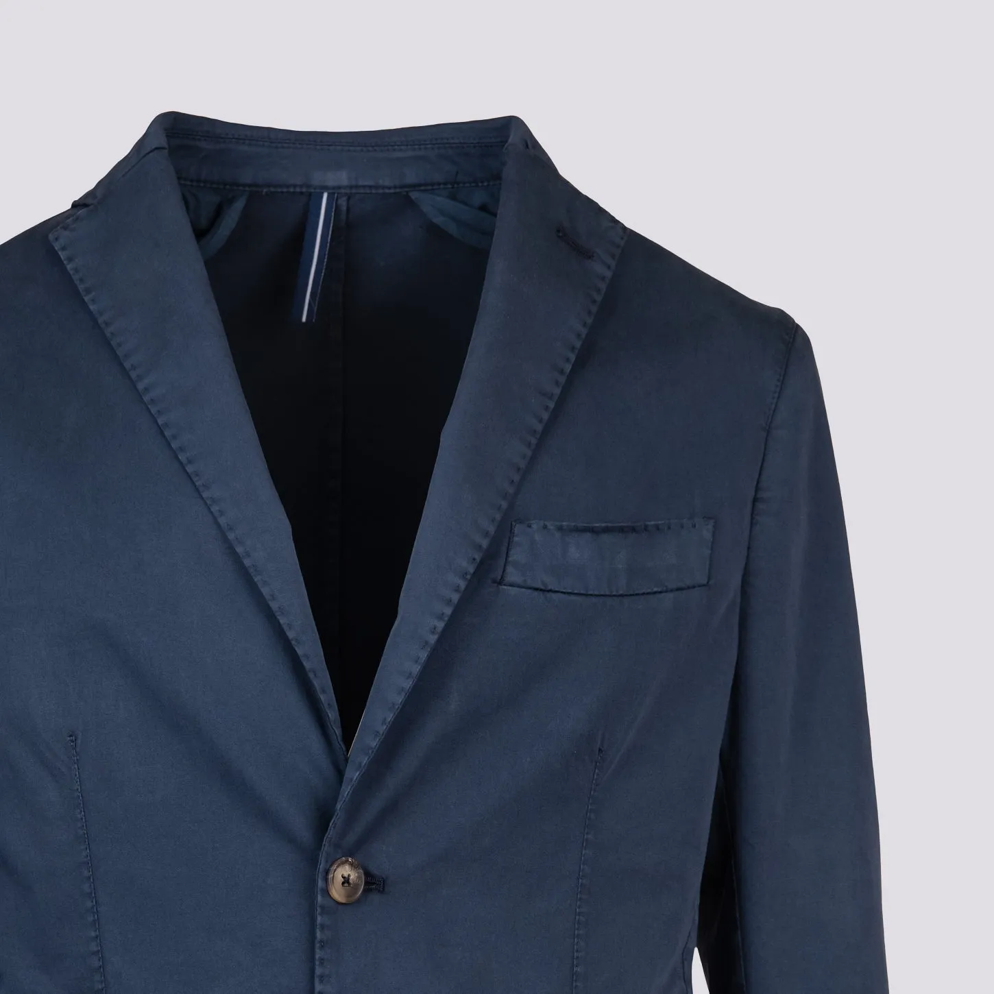 Blazer sfoderato monopetto in cotone blu