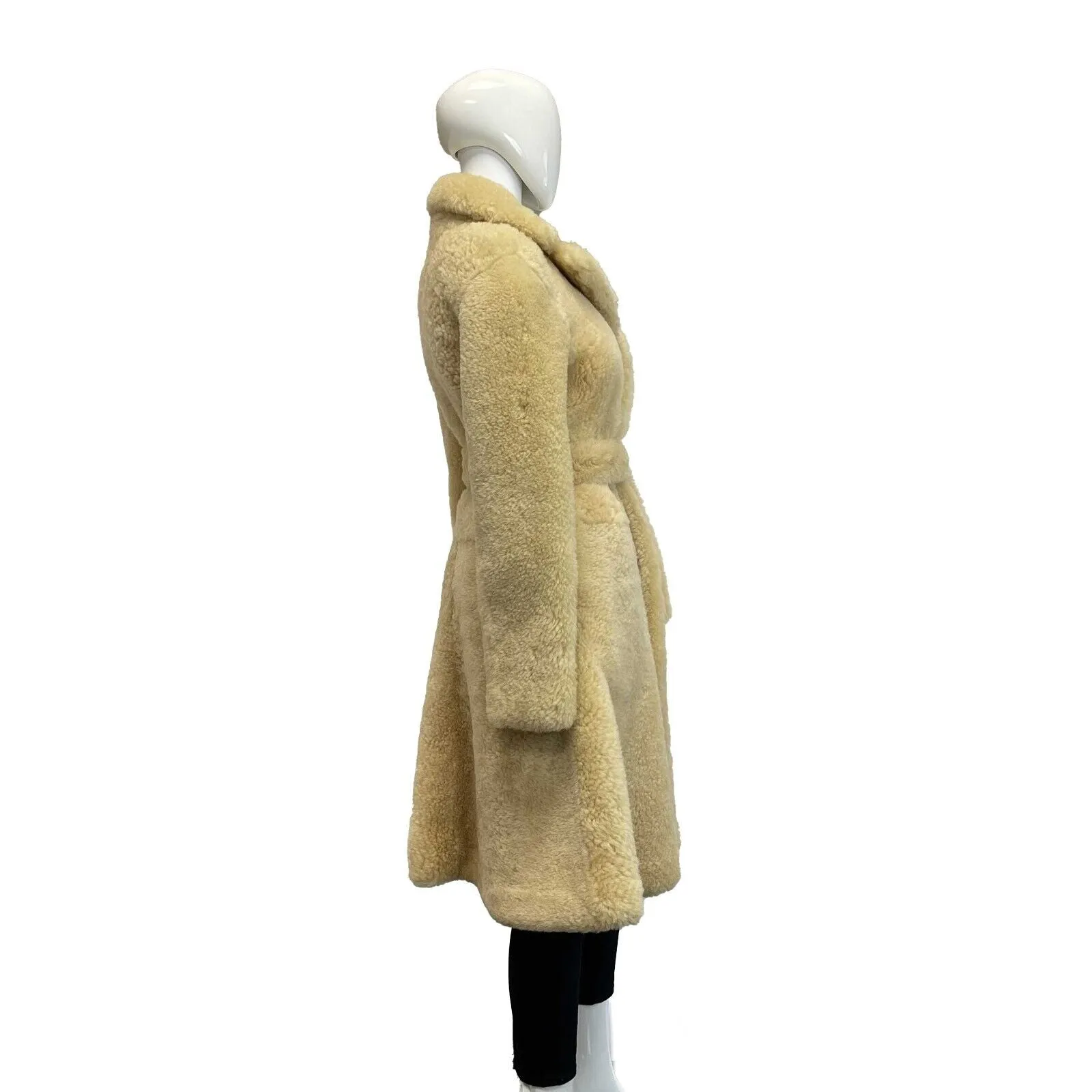 Bottega Veneta NEW 2022 Teddy Shearling Coat IT 34 US 0 Cream Beige