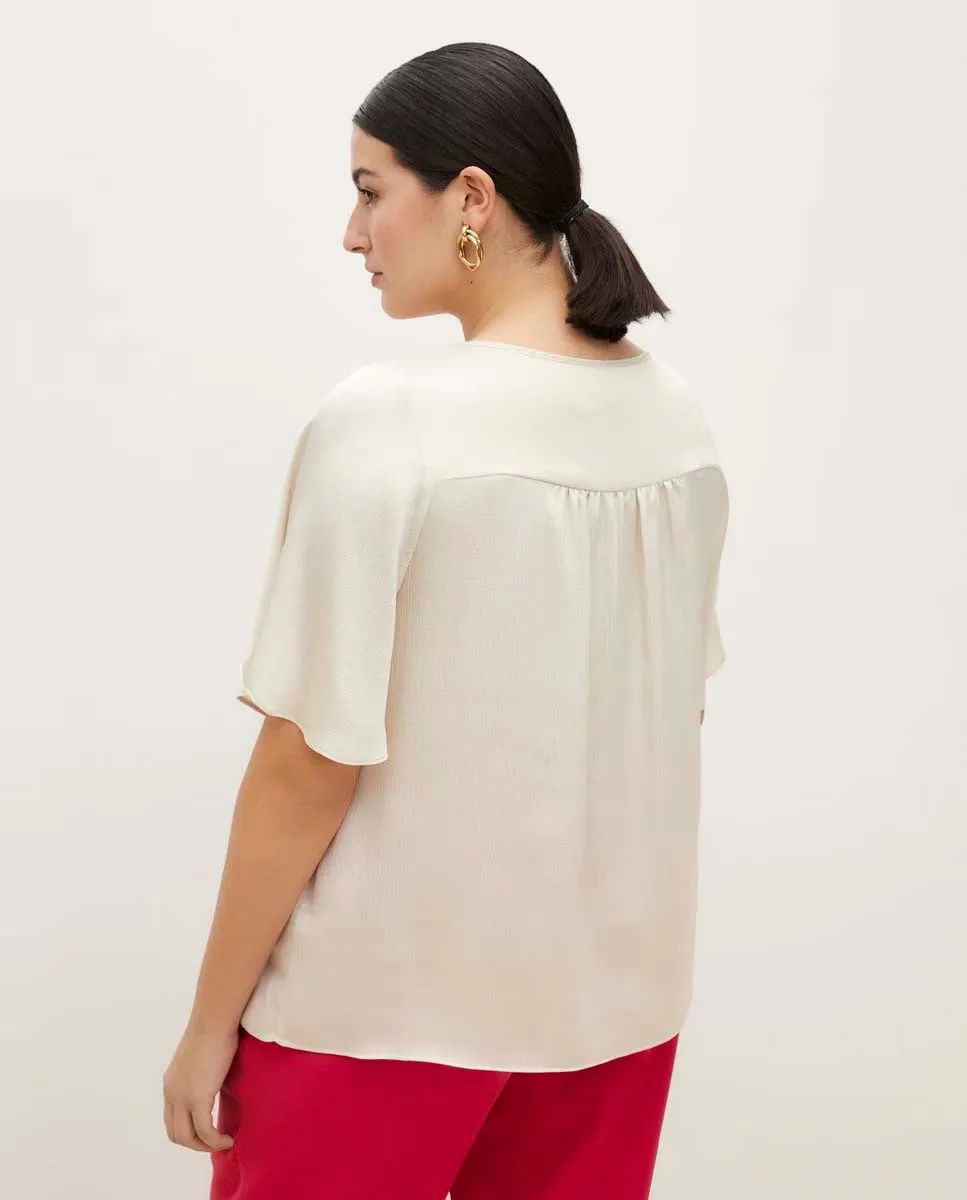 Bubble Saten Blouse - White