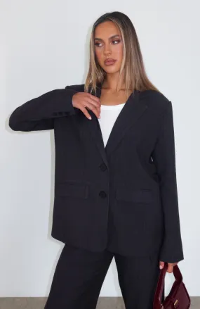 Business Casual Blazer Charcoal Pinstripe