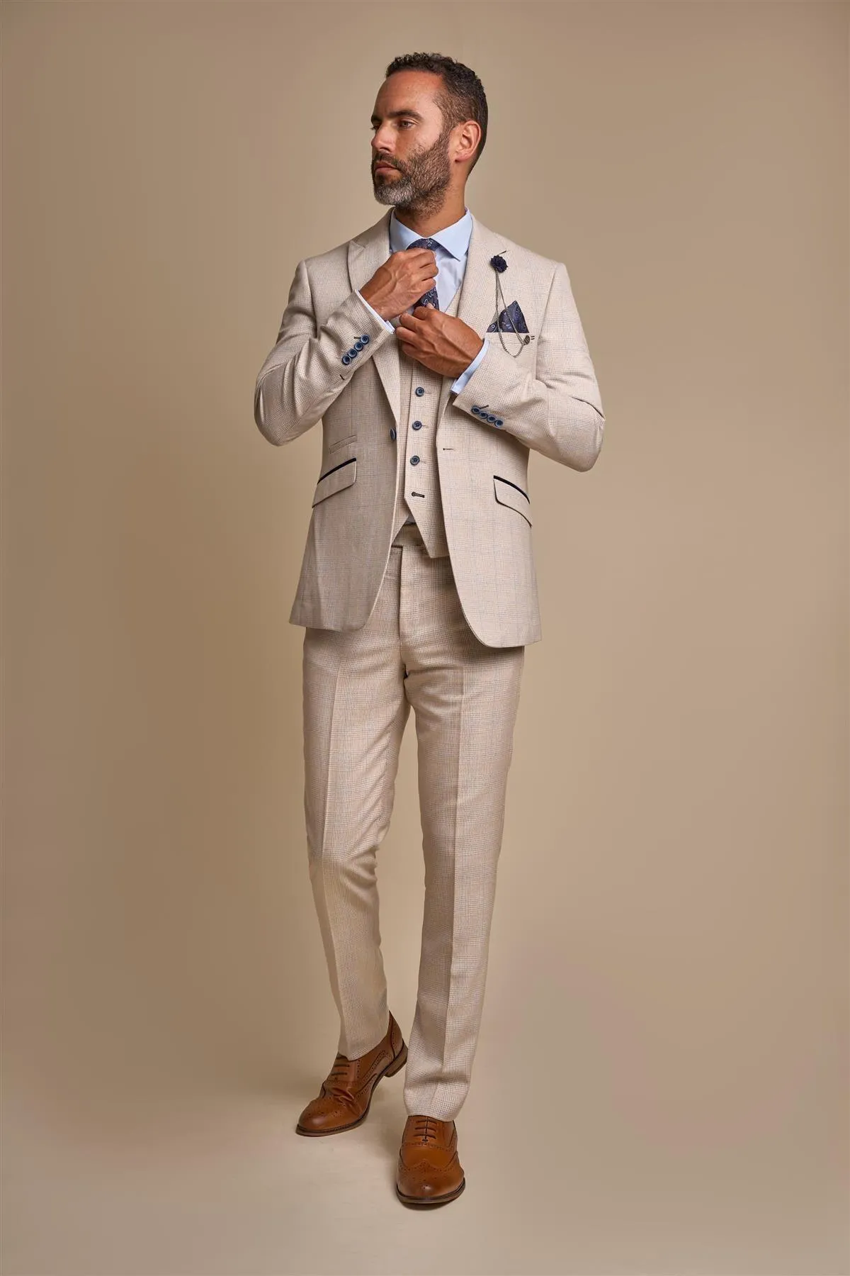 Caridi Beige Slim Fit Blazer