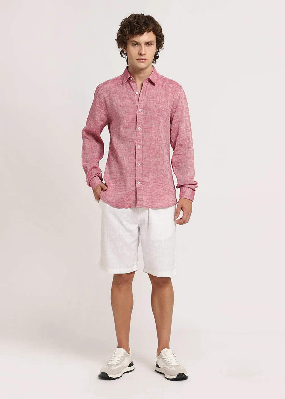 Coral Pink Linen Shirt