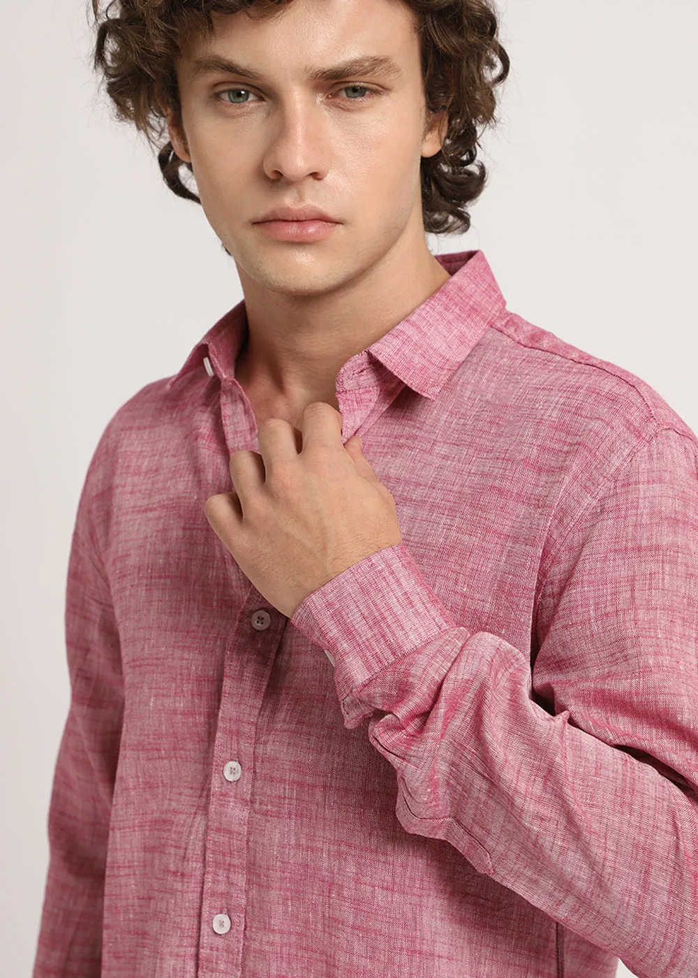 Coral Pink Linen Shirt