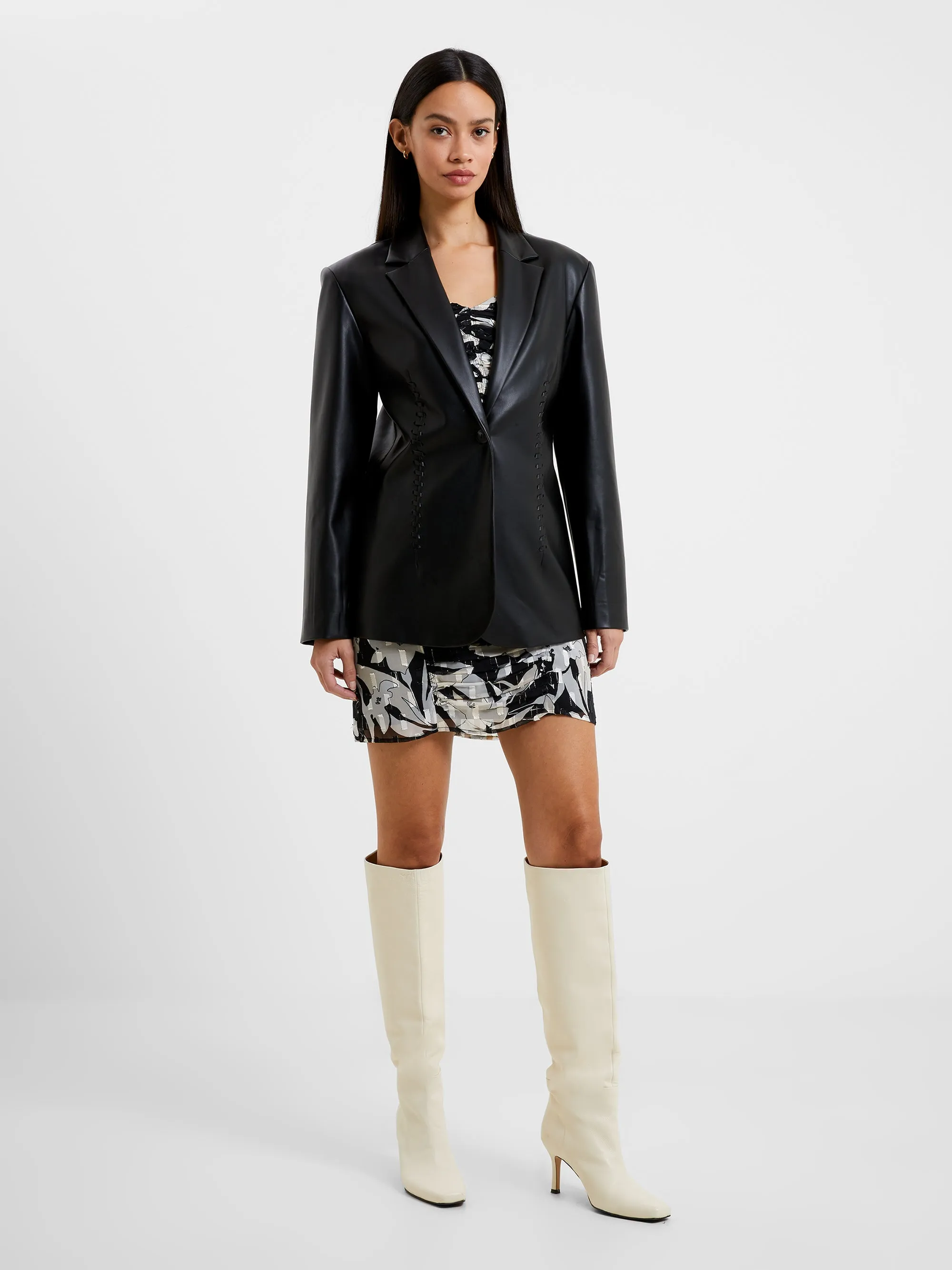 Crolenda PU Lace-Up Blazer