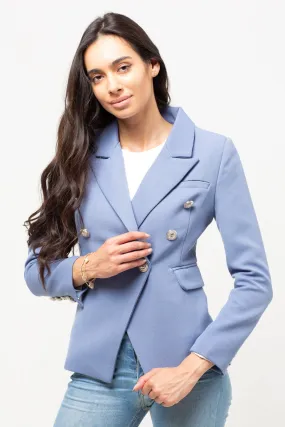 DEEP BLUE SILVER BUTTON BLAZER