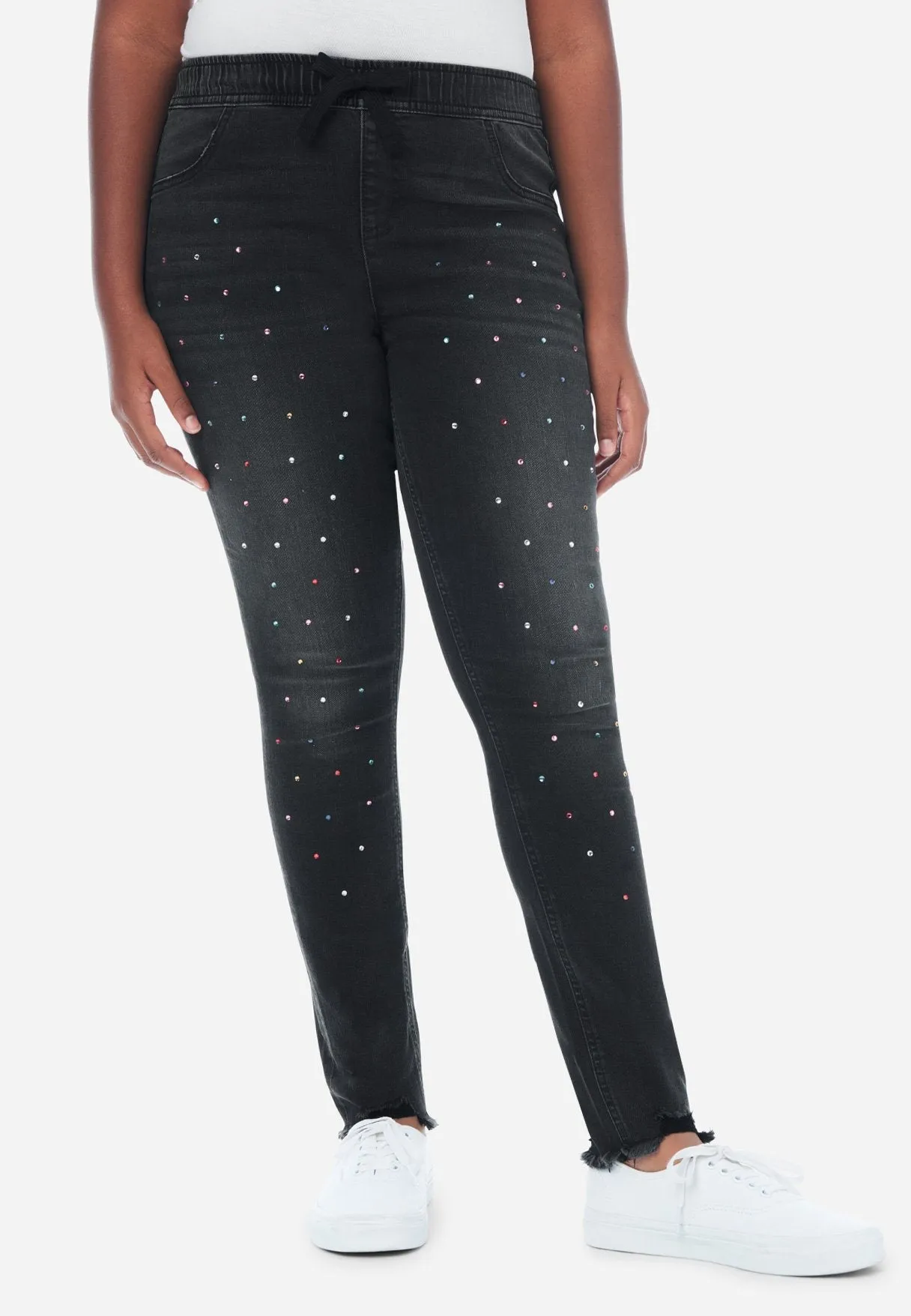 Destructed Embellished Pull-On Jean Leggings