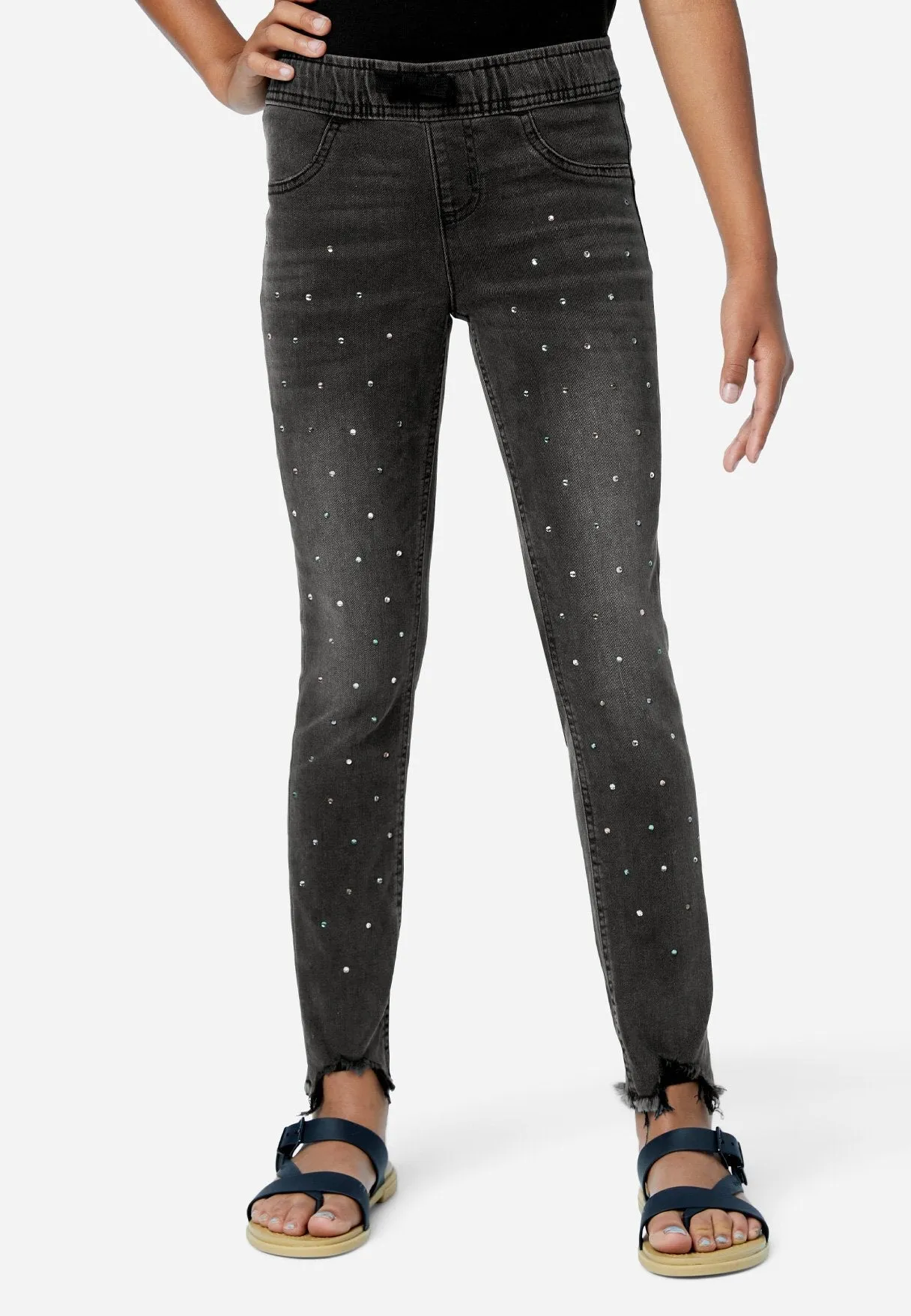 Destructed Embellished Pull-On Jean Leggings