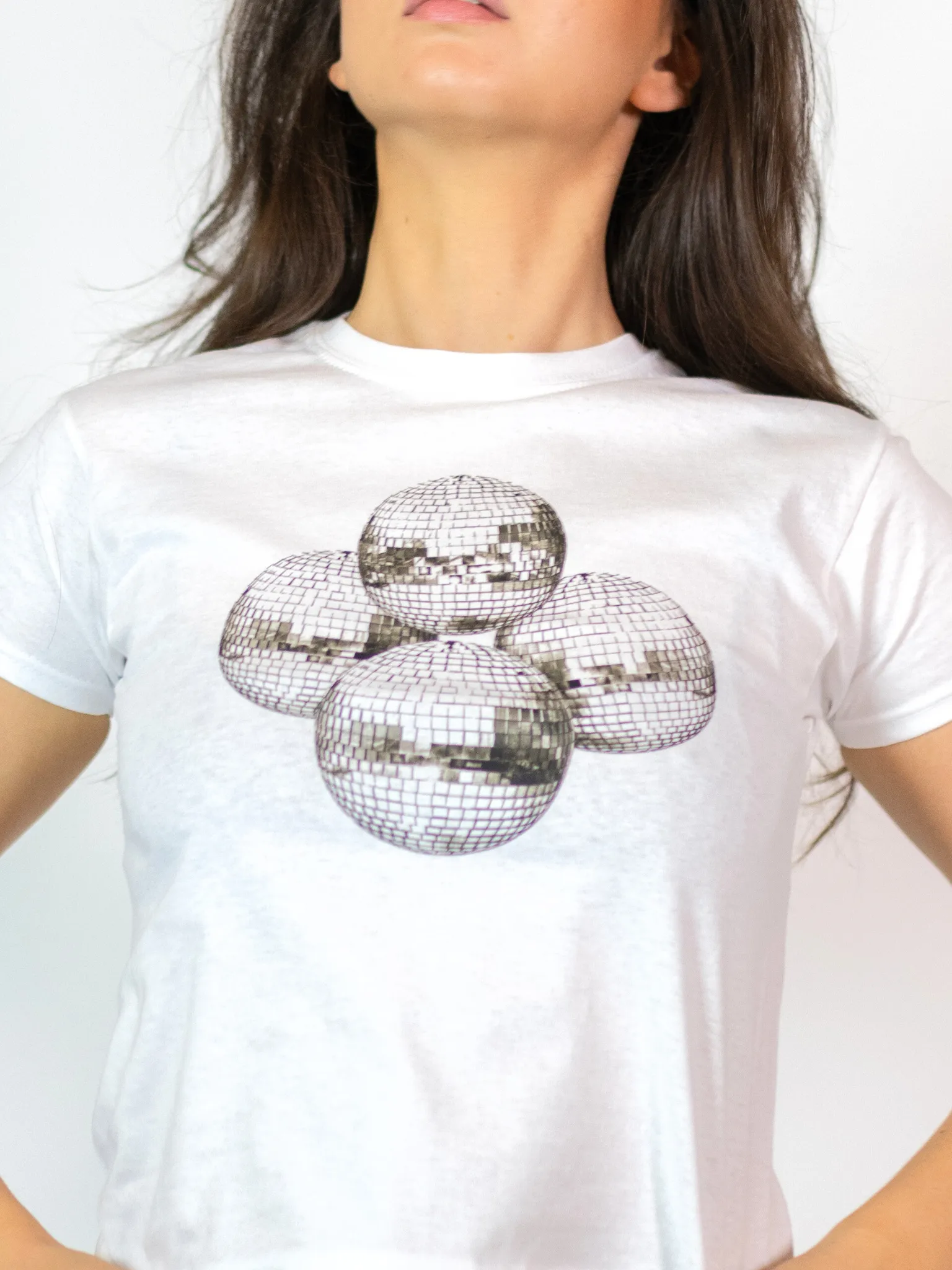 DISCO BALL (svart), BABY TEE - VIT