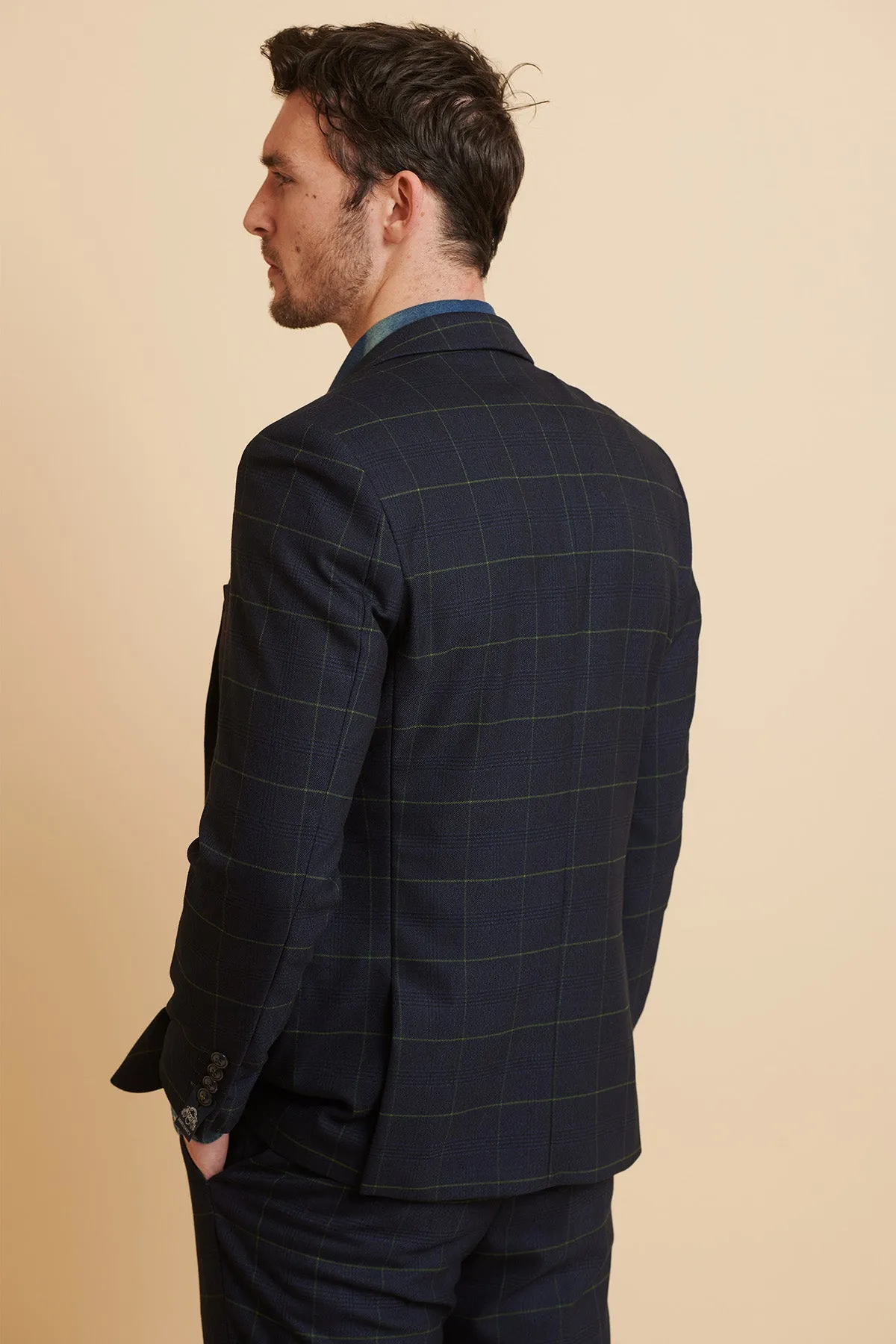 EDINSON - Navy Green Check Blazer