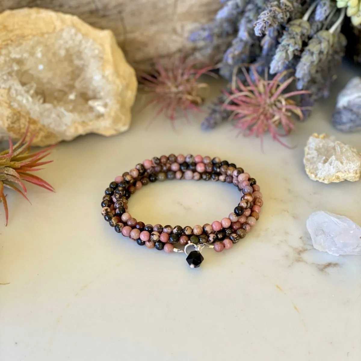 Emotional Balance Rhodonite Wrap Bracelet