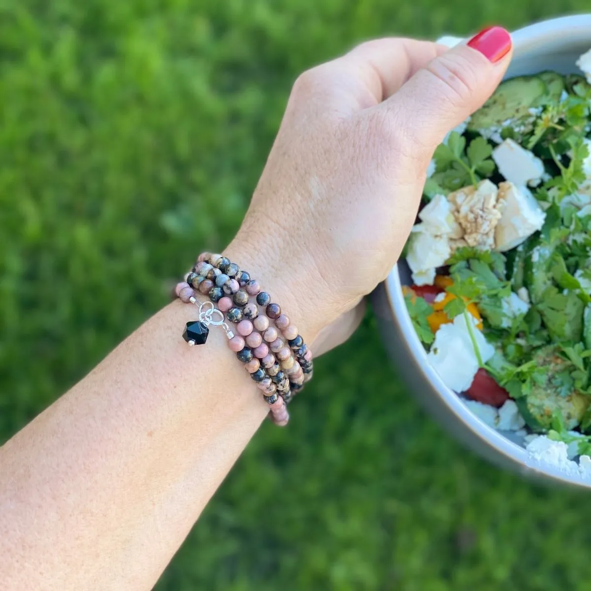 Emotional Balance Rhodonite Wrap Bracelet