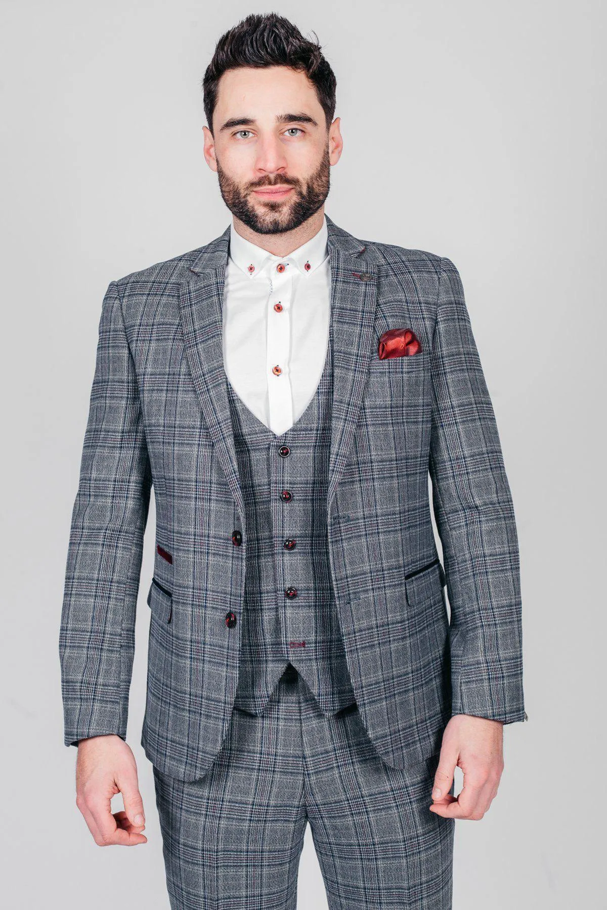 ENZO - Blue Grey Tweed Check Blazer