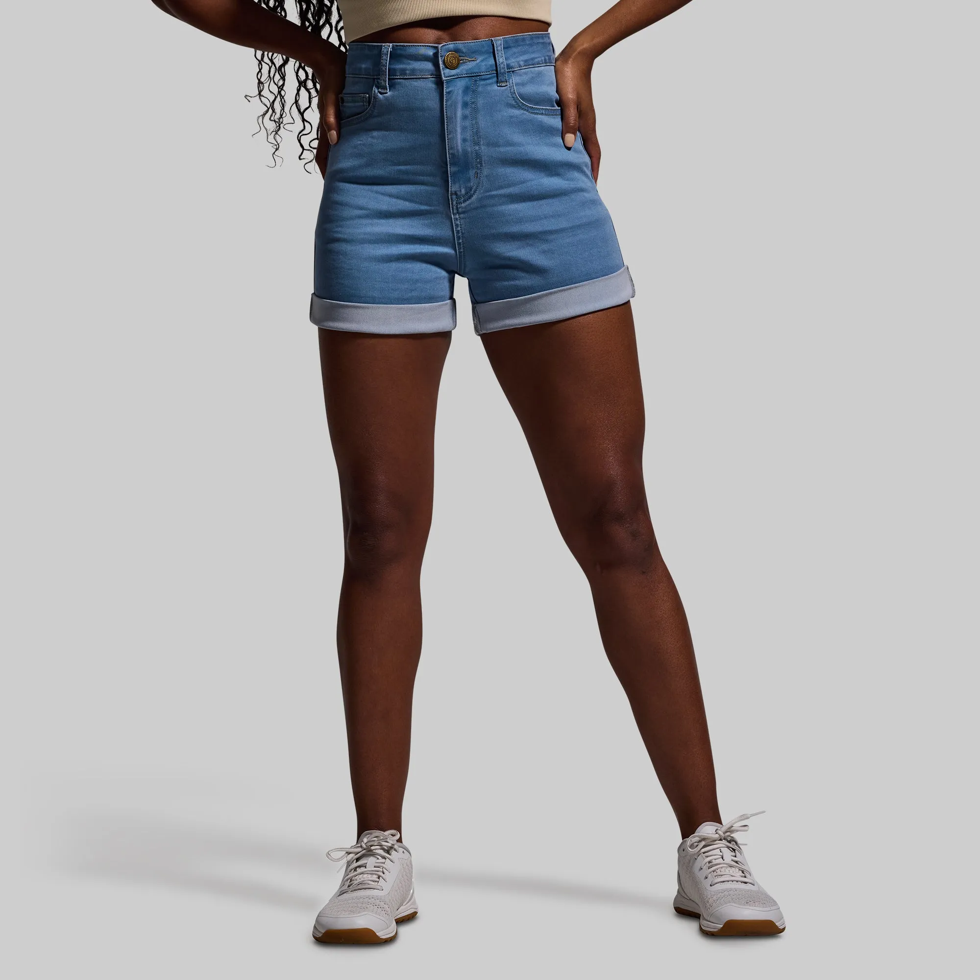 FLEX Stretchy Mom Jean Short (Light Wash)