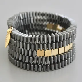 Hematite and Brass Wrap Bracelet