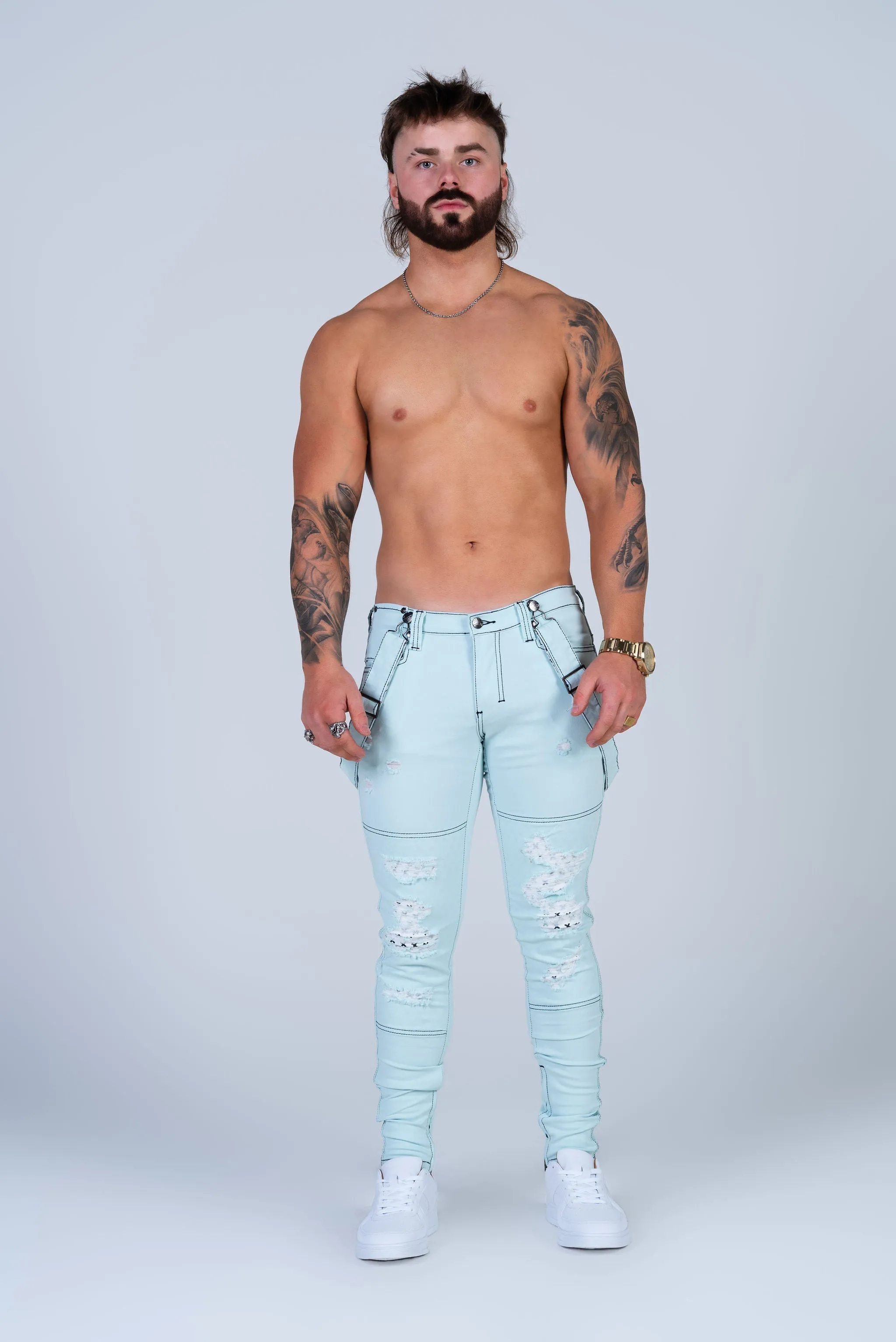 JASON SOFT BLUE JEAN with Holes & Backing