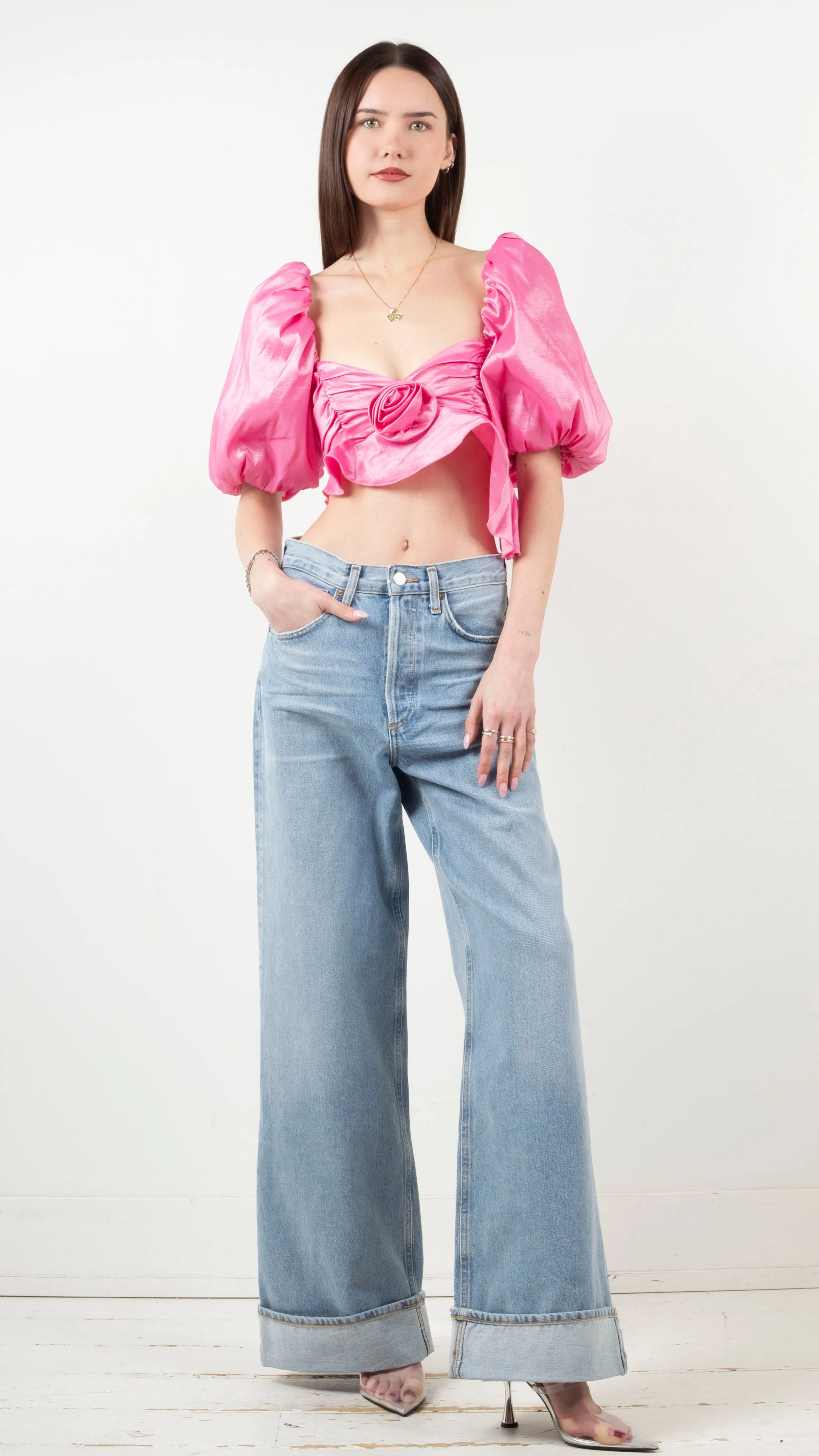 Judith Crop Blouse - Pink