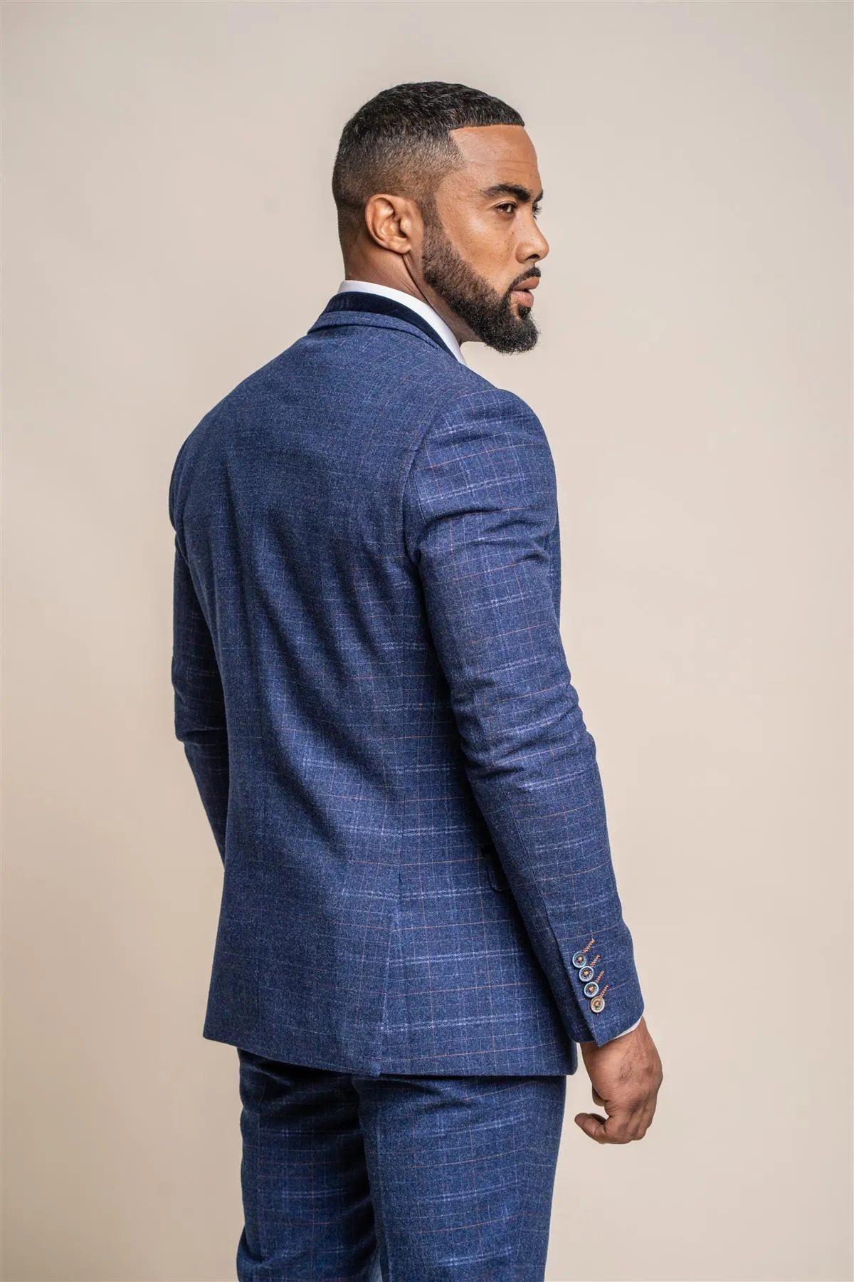 Kaiser Blue Tweed Slim Fit Blazer