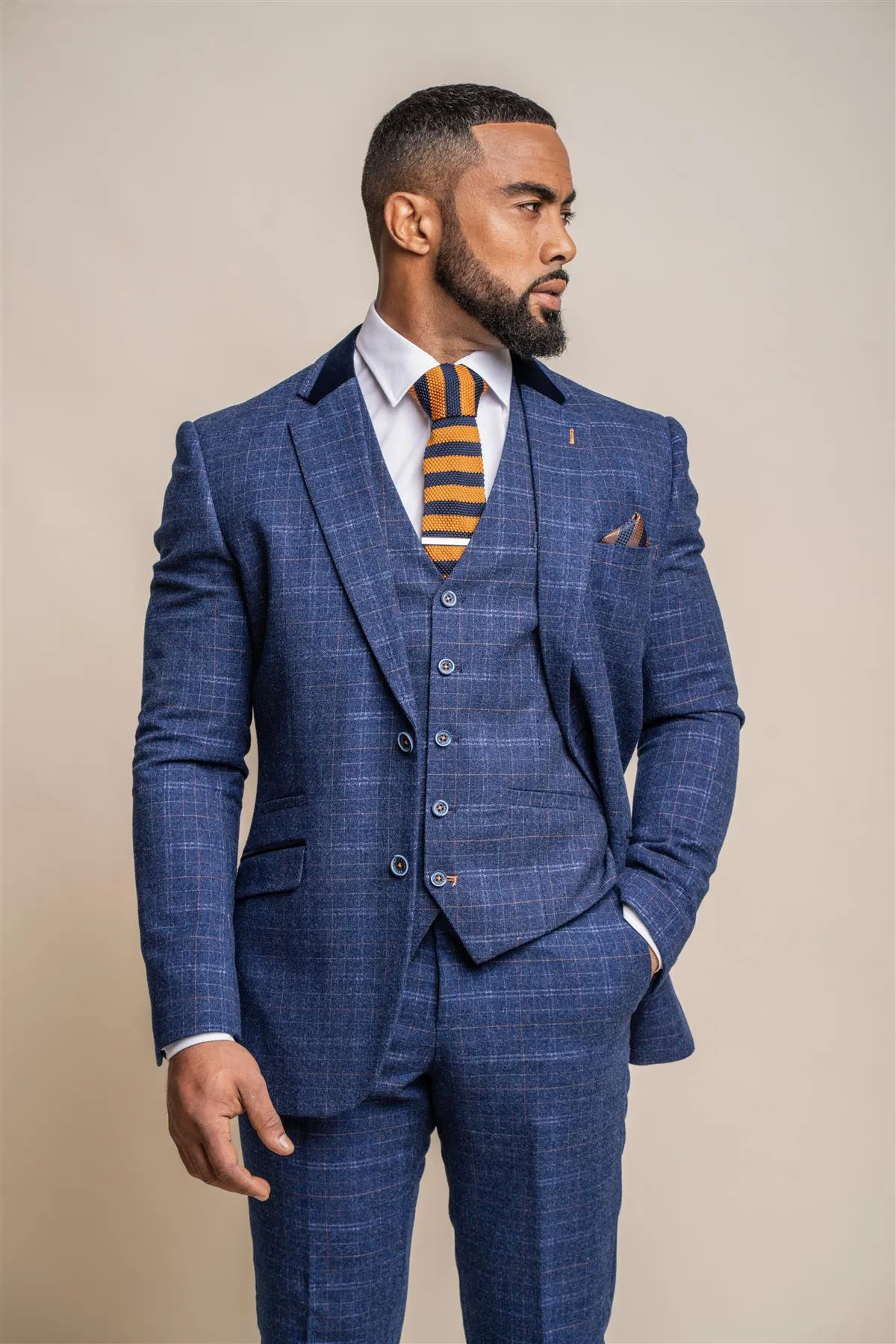 Kaiser Blue Tweed Slim Fit Blazer