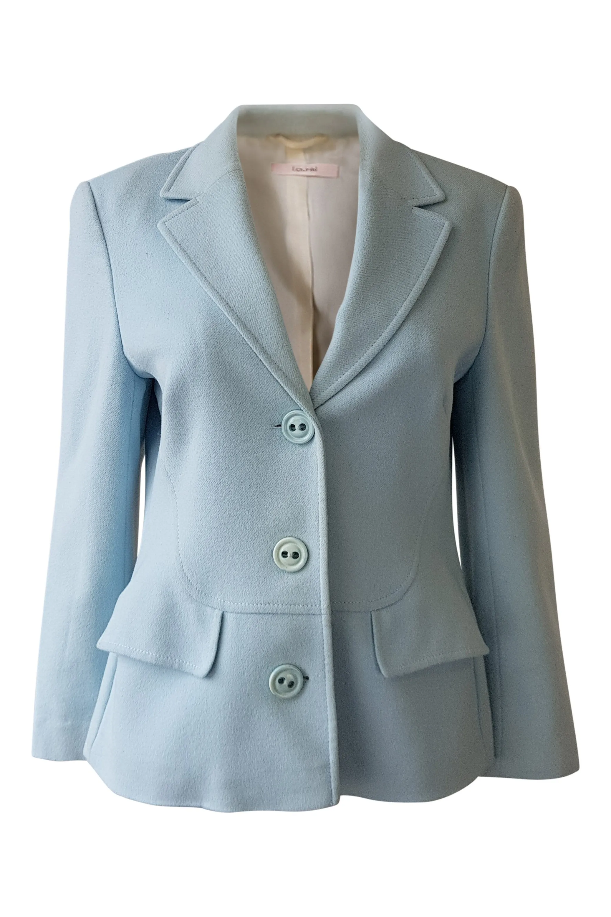 LAUREL Baby Blue Wool Angora Cashgora Blend Blazer Coat (UK 12)