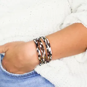 Leopard Print Wrap Bracelet - Grey