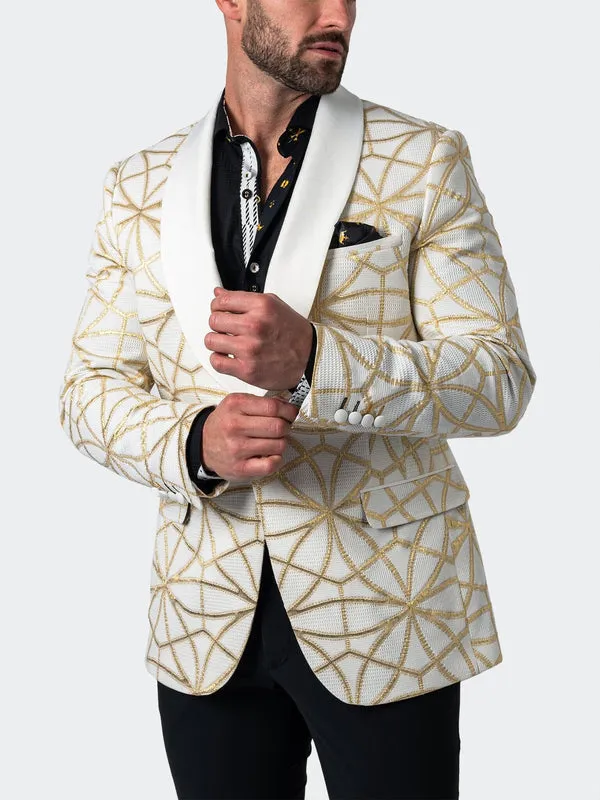 Maceoo Blazers.Maceo | Blazer Shawl Ceremonialgold White