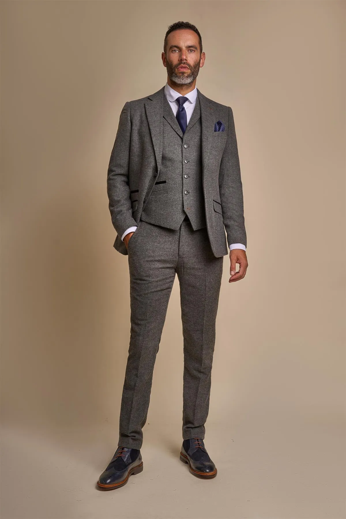 Martez Grey Tweed Slim Fit Blazer