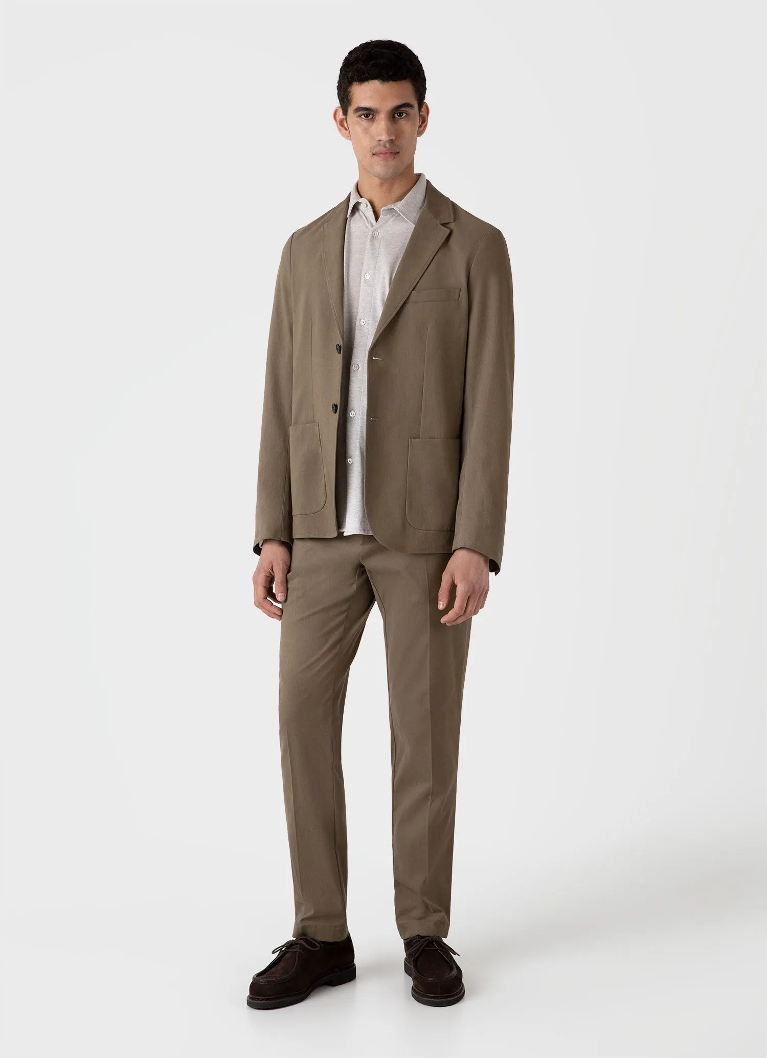 Men's Brushed Cotton Wool Blazer in Sandstone