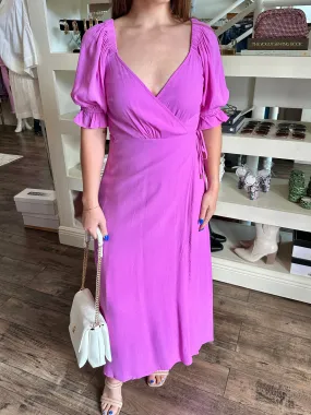 Orchid Puff Wrap Dress