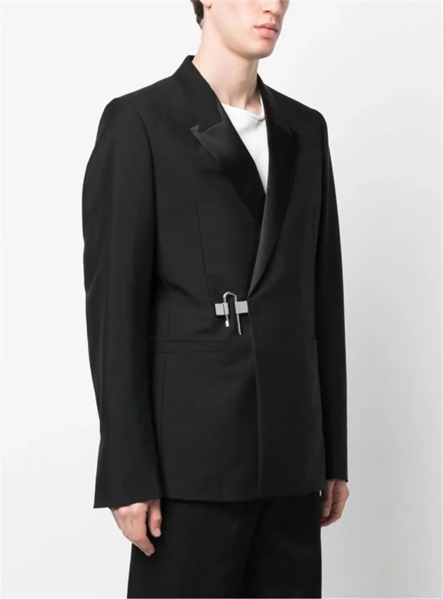 PEAK-LAPELS HOOK-FASTENING BLAZER