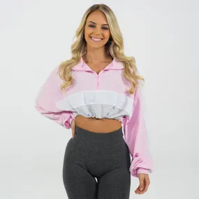 Pink Oversized Cropped Pullover