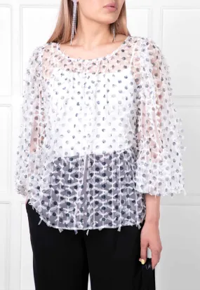 Polka Dot Tulle Blouse